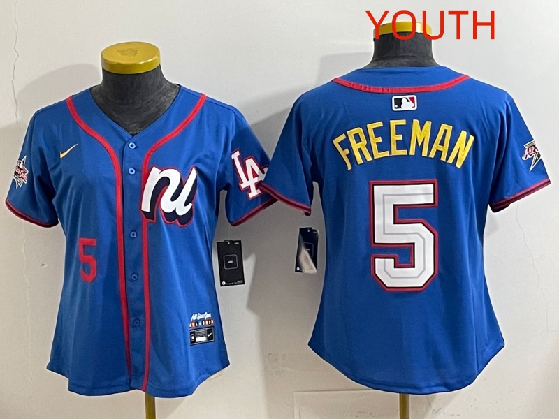 Youth 2025 Los Angeles Dodgers #5 Freeman Blue Nike 2025 MLB All Star Jersey style 016